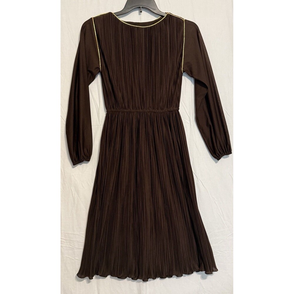 Vintage Hal Ferman Brown Pleated A-Line Dress disco 1970’s - no sz - see pics